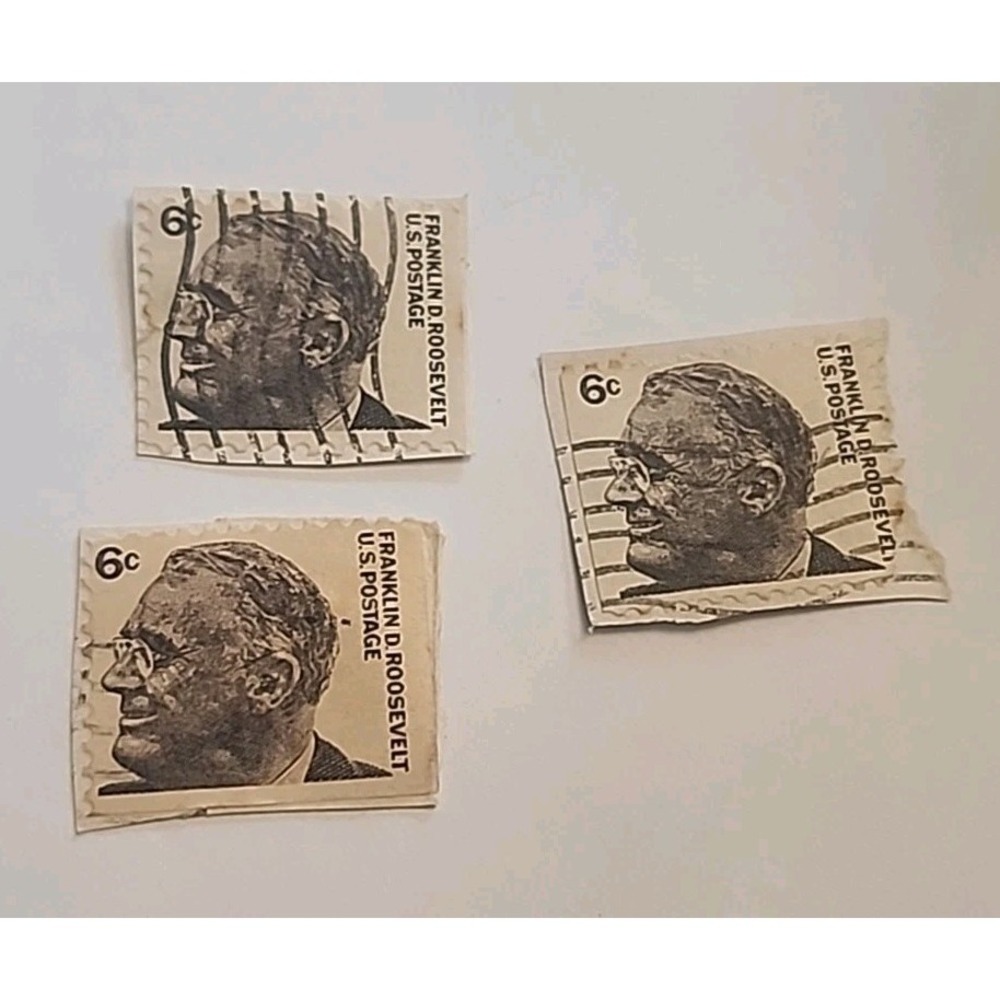 3 Vintage Franklin D. Roosevelt 6 ¢ B&W Stamp Cancelled Used  1967